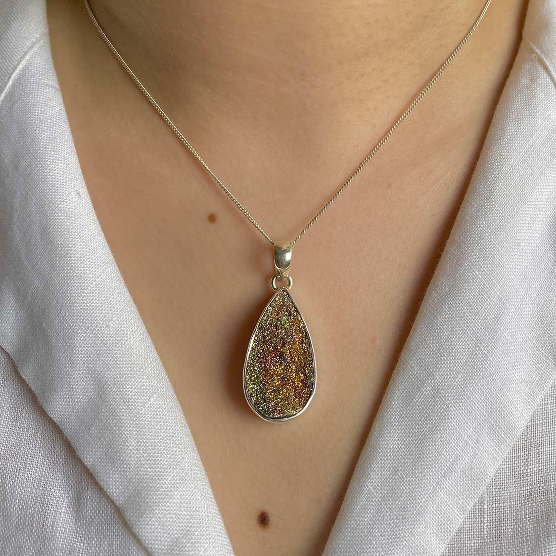 Spectropyrite Druzy Pendant-(SPD-P-10.)